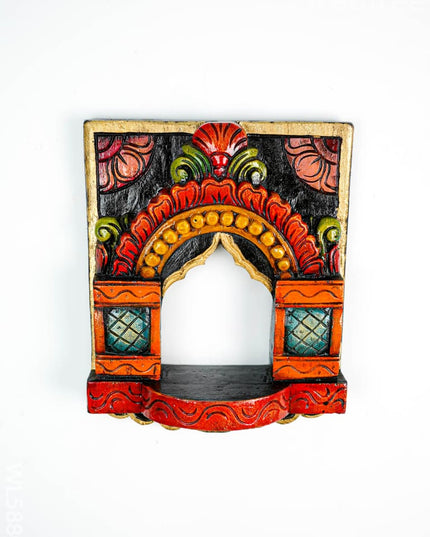 Wooden Carved Vilakku Madam Wall Hanging - WL5880 - Wooden Artifacts