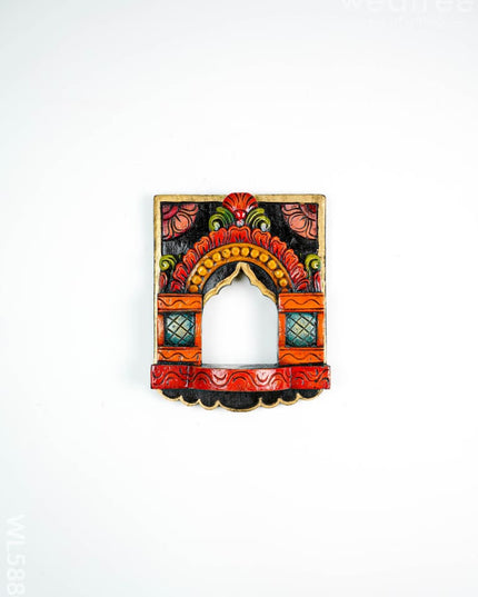 Wooden Carved Vilakku Madam Wall Hanging - WL5880 - Wooden Artifacts