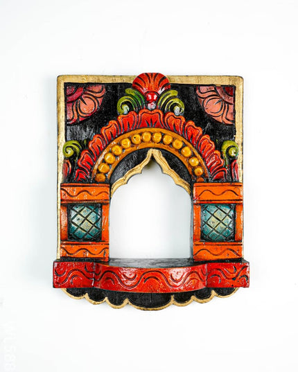 Wooden Carved Vilakku Madam Wall Hanging - WL5880 - Wooden Artifacts