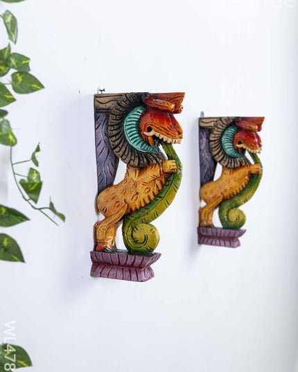 Wooden Carved Yazhi Bracket - 12 inch - Set of 2 - WL4789 Wooden Artifacts