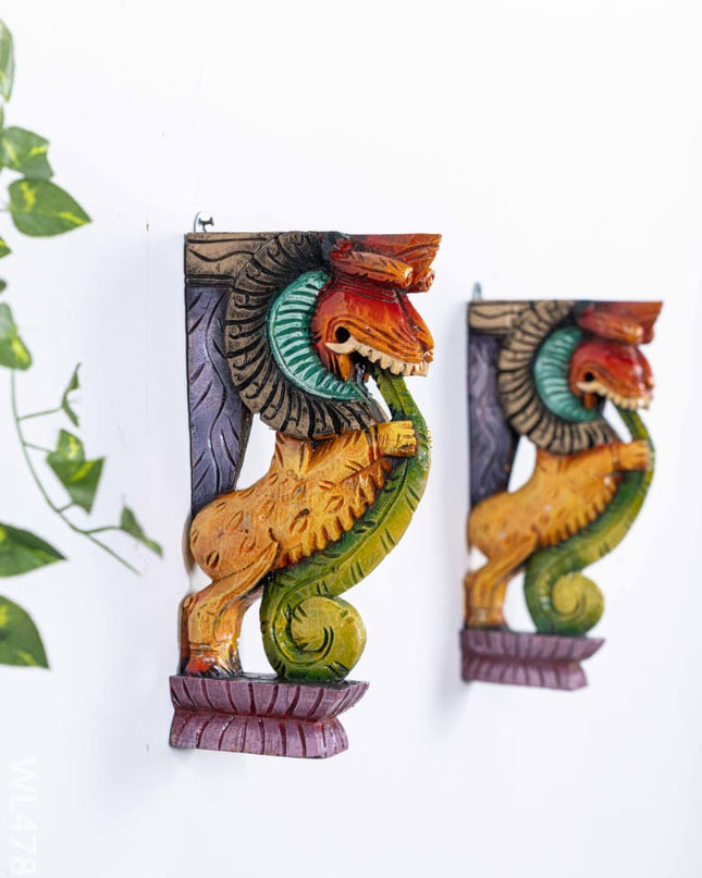 Wooden Carved Yazhi Bracket - 12 inch - Set of 2 - WL4789 Wooden Artifacts
