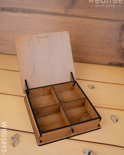 Wooden Dry Fruit Box - Annapakshi Design - 8x8 inch - WBG1892-1 - Dry Fruit Box RG