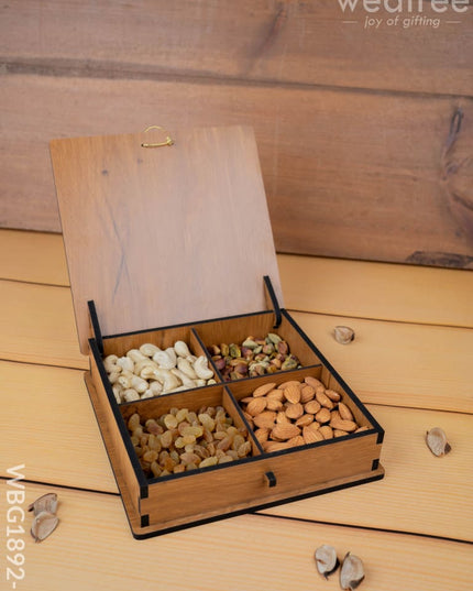 Wooden Dry Fruit Box - Annapakshi Design - 8x8 inch - WBG1892-1 - Dry Fruit Box RG