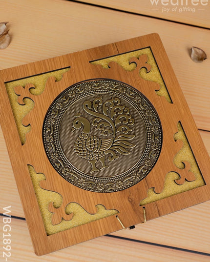 Wooden Dry Fruit Box - Annapakshi Design - 8x8 inch - WBG1892-1 - Dry Fruit Box RG