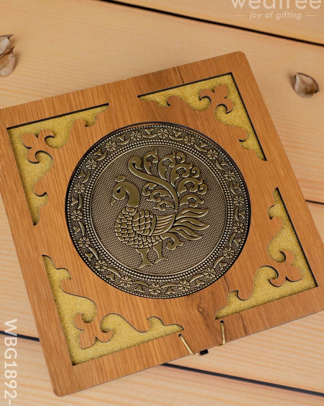 Wooden Dry Fruit Box - Annapakshi Design - 8x8 inch - WBG1892-1 - Dry Fruit Box RG