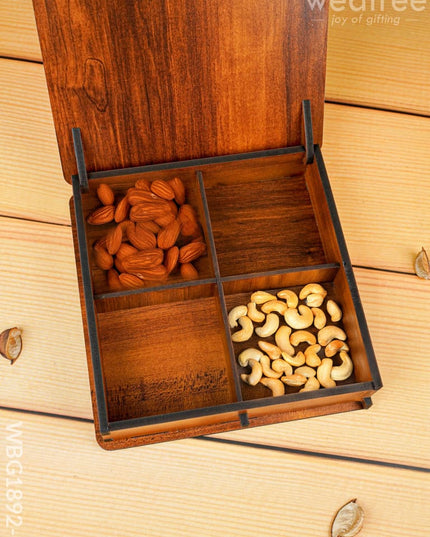 Wooden Dry Fruit Box - Annapakshi Design - 8x8 inch - WBG1892-1 - Dry Fruit Box RG