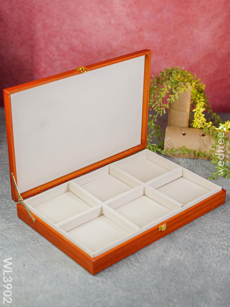 Wooden Dry Fruit Box With 6 Partition - Wl3902