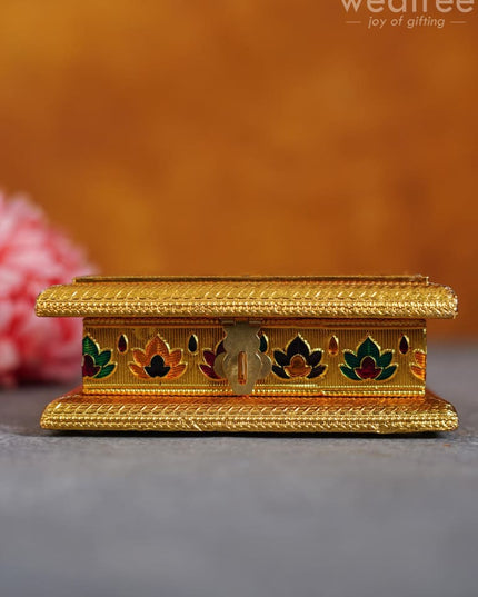 Wooden Dry Fruit Box With Meenakari Floral Design - Wbg1290