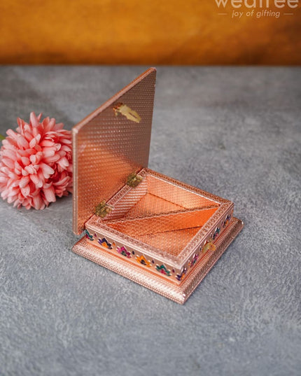 Wooden Dry Fruit Box With Meenakari Floral Design - Wbg1290