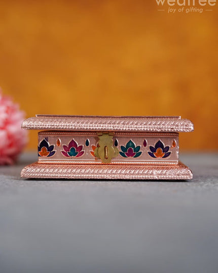 Wooden Dry Fruit Box With Meenakari Floral Design - Wbg1290