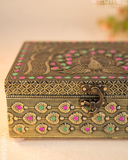 Wooden Dryfruit Box with Peacock Design - 7X5 inch - WBG1689 Dry Fruit Box