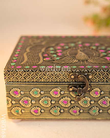 Wooden Dryfruit Box with Peacock Design - 7X5 inch - WBG1689 Dry Fruit Box