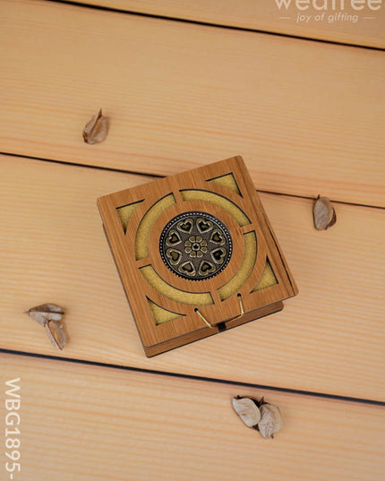 Wooden Floral Dry Fruit Box - 4x4 inch - WBG1895-1 - Dry Fruit Box RG