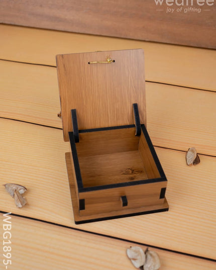 Wooden Floral Dry Fruit Box - 4x4 inch - WBG1895-1 - Dry Fruit Box RG