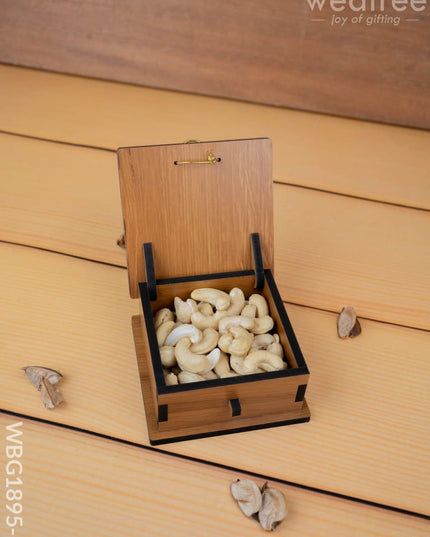 Wooden Floral Dry Fruit Box - 4x4 inch - WBG1895-1 - Dry Fruit Box RG