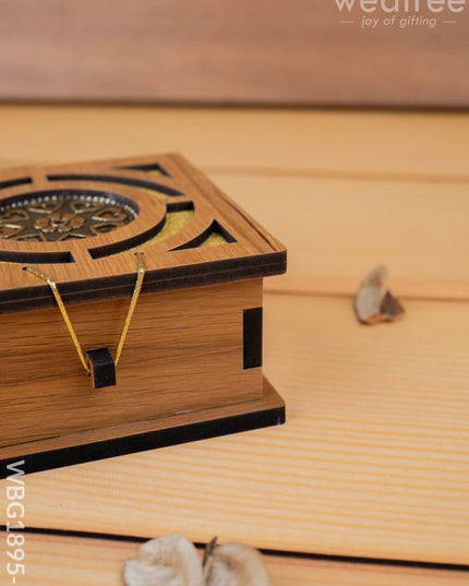 Wooden Floral Dry Fruit Box - 4x4 inch - WBG1895-1 - Dry Fruit Box RG