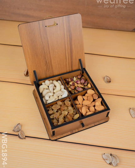 Wooden Floral Dry Fruit Box - 6x6 inch - WBG1894-1 - Dry Fruit Box RG