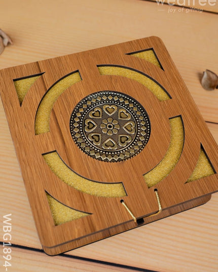 Wooden Floral Dry Fruit Box - 6x6 inch - WBG1894-1 - Dry Fruit Box RG