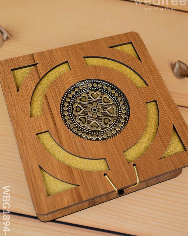 Wooden Floral Dry Fruit Box - 6x6 inch - WBG1894-1 - Dry Fruit Box RG