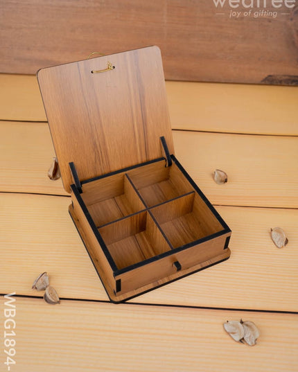 Wooden Floral Dry Fruit Box - 6x6 inch - WBG1894-1 - Dry Fruit Box RG