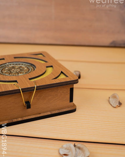 Wooden Floral Dry Fruit Box - 6x6 inch - WBG1894-1 - Dry Fruit Box RG