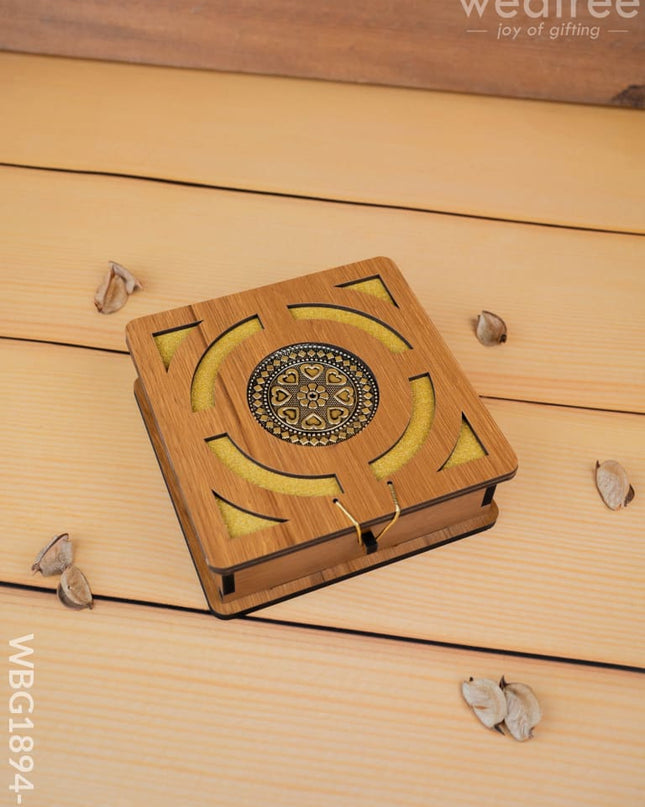 Wooden Floral Dry Fruit Box - 6x6 inch - WBG1894-1 - Dry Fruit Box RG