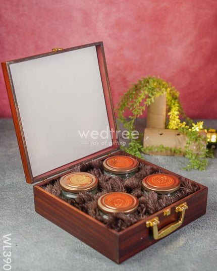 Wooden Floral Engraved Dry Fruit Box - Wl3901