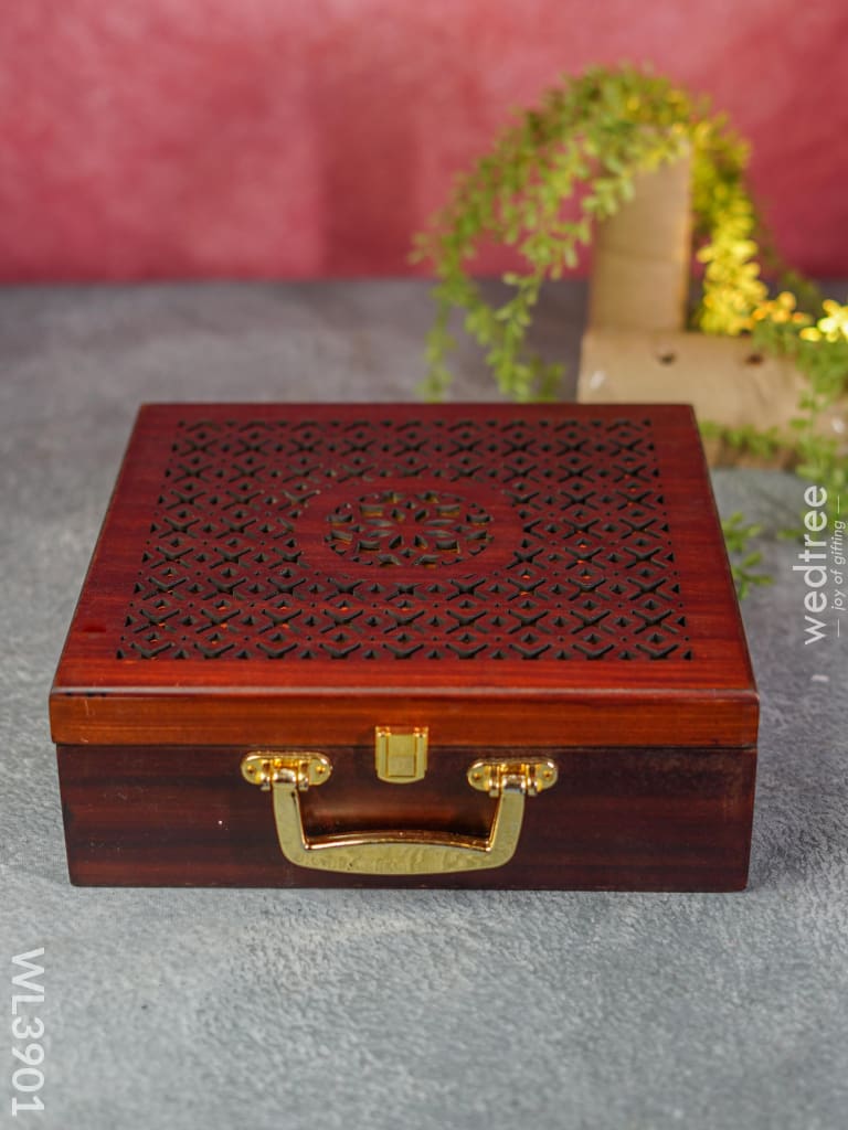 Wooden Floral Engraved Dry Fruit Box - Wl3901