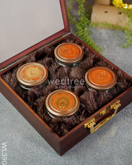 Wooden Floral Engraved Dry Fruit Box - Wl3901