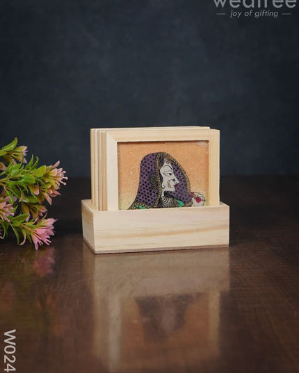 Wooden Hand Painted Coasters With Stand - W0240 Corporate Gifts