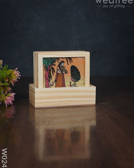Wooden Hand Painted Coasters With Stand - W0240 Corporate Gifts
