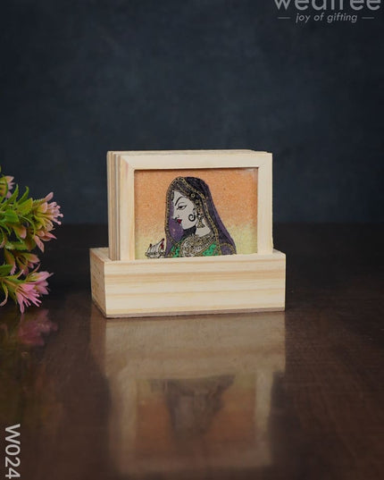Wooden Hand Painted Coasters With Stand - W0240 Corporate Gifts
