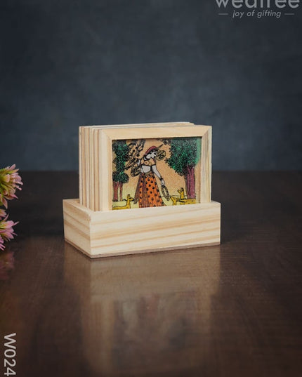 Wooden Hand Painted Coasters With Stand - W0240 Corporate Gifts