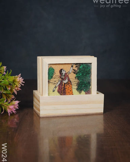Wooden Hand Painted Coasters With Stand - W0240 Corporate Gifts