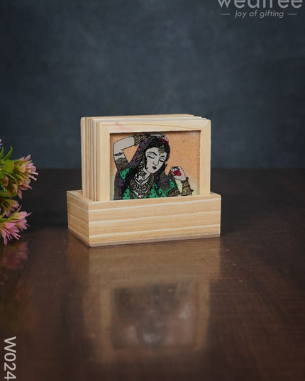 Wooden Hand Painted Coasters With Stand - W0240 Corporate Gifts