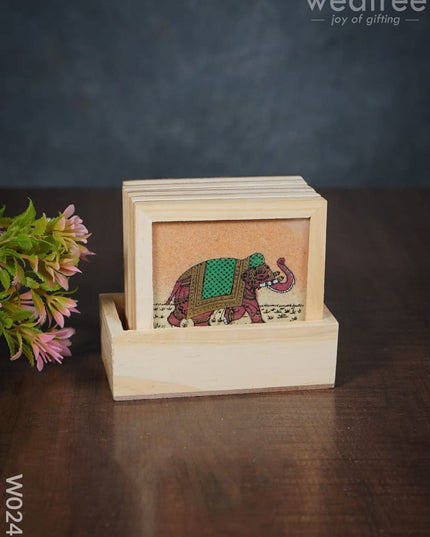 Wooden Hand Painted Coasters With Stand - W0240 Corporate Gifts