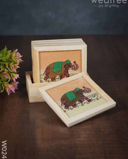 Wooden Hand Painted Coasters With Stand - W0240 Corporate Gifts