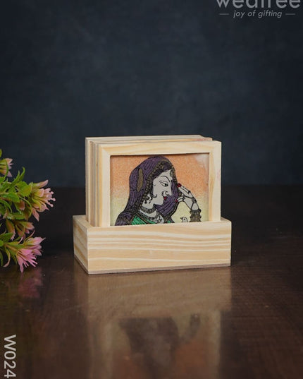 Wooden Hand Painted Coasters With Stand - W0240 Corporate Gifts