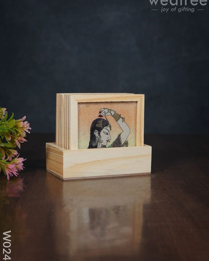 Wooden Hand Painted Coasters With Stand - W0240 Corporate Gifts