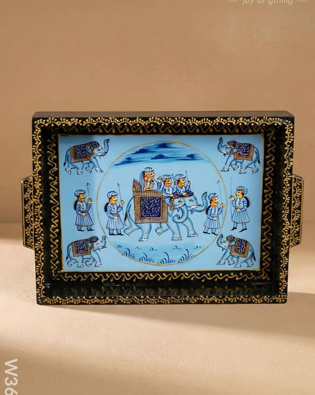 Wooden Hand painted Tray 12 X 9 inch - W3628 - Wooden Trays
