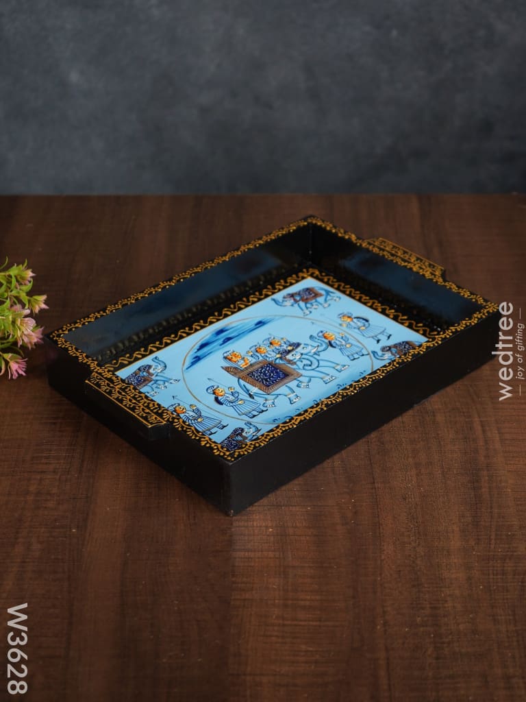 Wooden Hand Painted Tray 12 X 9 Inch - W3628 Trays