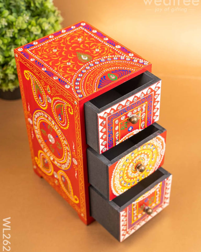Wooden Handpainted 3 Drawer Organizer Box - WL2623 Wooden Utility