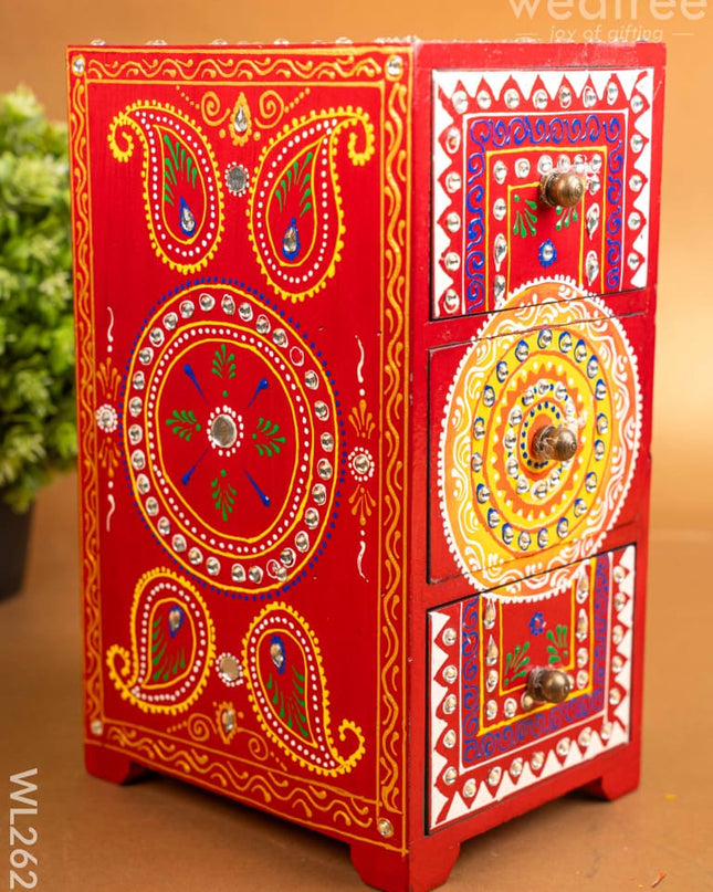 Wooden Handpainted 3 Drawer Organizer Box - WL2623 Wooden Utility