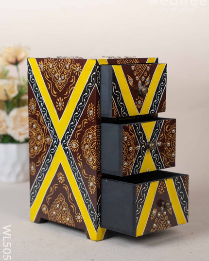 Wooden Handpainted 3 Drawer Organizer Box - WL5059 Wooden Utility