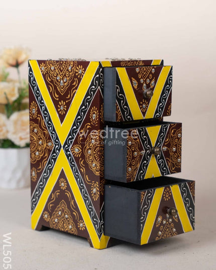 Wooden Handpainted 3 Drawer Organizer Box - WL5059 Wooden Utility