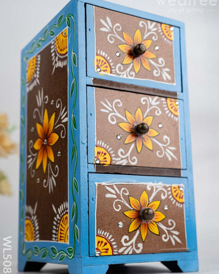Wooden Handpainted 3 Drawer Organizer Box - WL5083 Wooden Utility