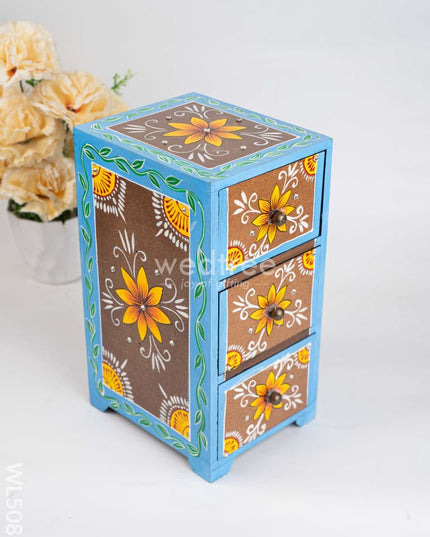 Wooden Handpainted 3 Drawer Organizer Box - WL5083 Wooden Utility