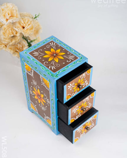 Wooden Handpainted 3 Drawer Organizer Box - WL5083 Wooden Utility