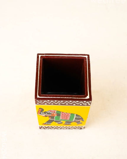 Wooden Handpainted Elephant Pen Stand - WBG2047 - Pen Stand RG