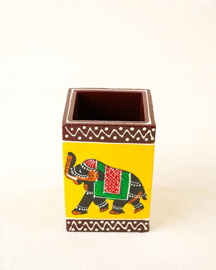 Wooden Handpainted Elephant Pen Stand - WBG2047 - Pen Stand RG